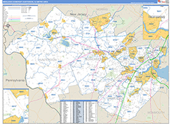 Middlesex-Somerset-Hunterdon Metro Area Wall Map Basic Style 2026
